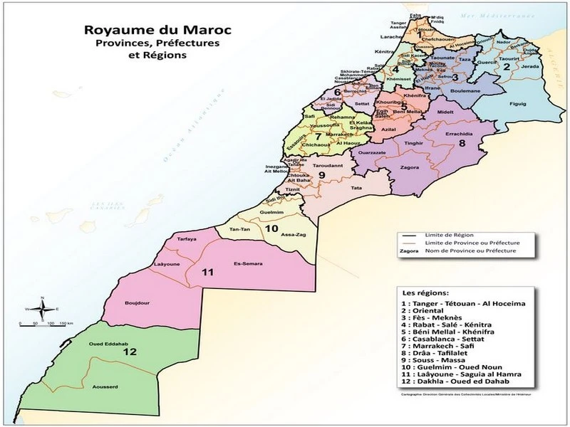 Carte Régions Préfectures Maroc